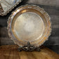 Old English by Poole 5017 Round Tri Footed Scroll Rim Silver Plated Tray