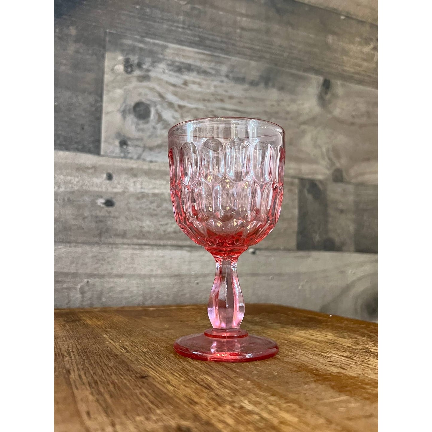 Vintage Fenton colonial pink thumbprint wine glass