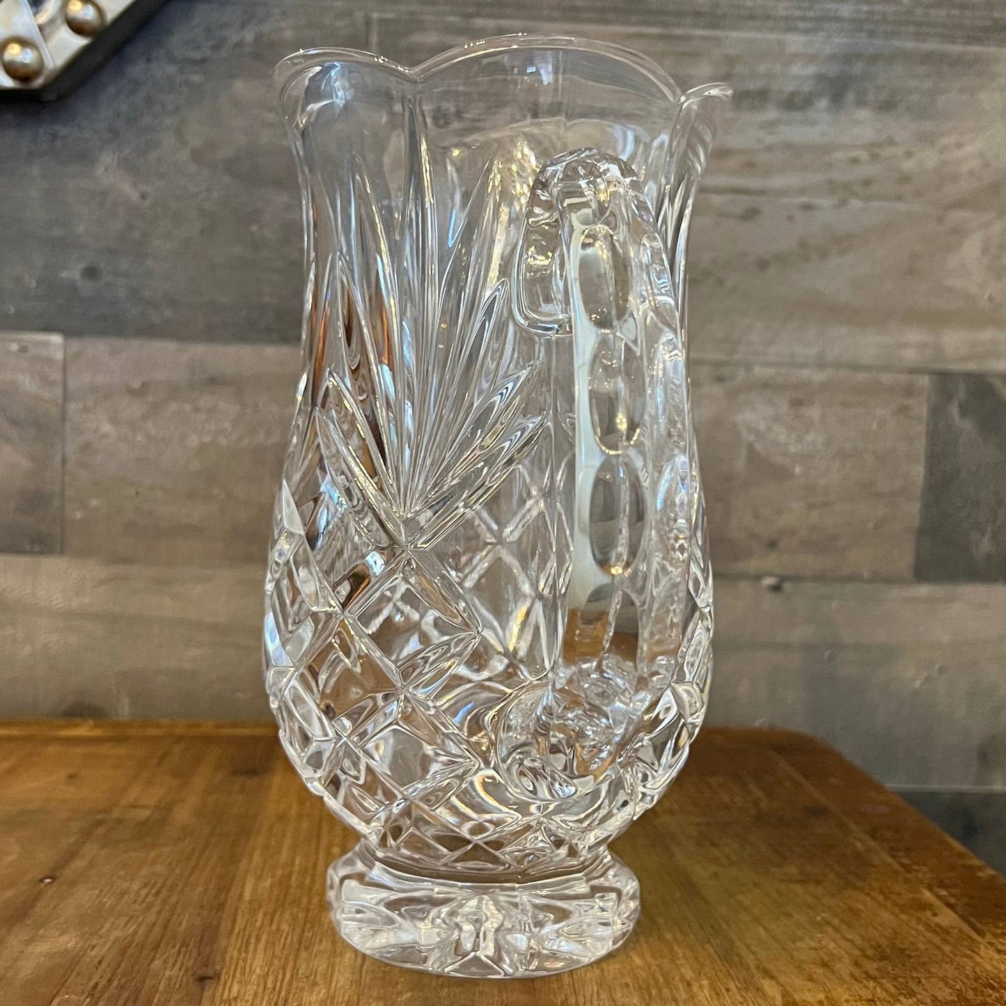 Crystal scallop rim cut to clear heavy pitcher