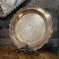 Old English by Poole 5017 Round Tri Footed Scroll Rim Silver Plated Tray