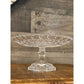 Clear glass thumbprint diamond point pattern round pedestal cake stand - fruit stand - dessert stand