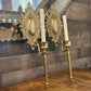 Vintage brass candlestick holder wall sconce pair