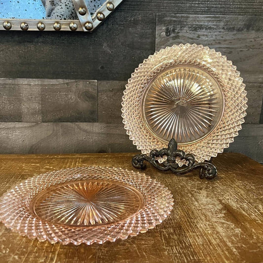 Vintage Anchor Hocking Miss America Pink glass plates - lunch plates - salad plates - pink depression glass plates