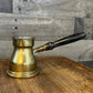 Vintage brass butter warmer with wooden handle