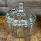 Vintage clear glass pumpkin candy dish with lid