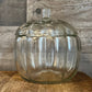 Vintage clear glass pumpkin candy dish with lid