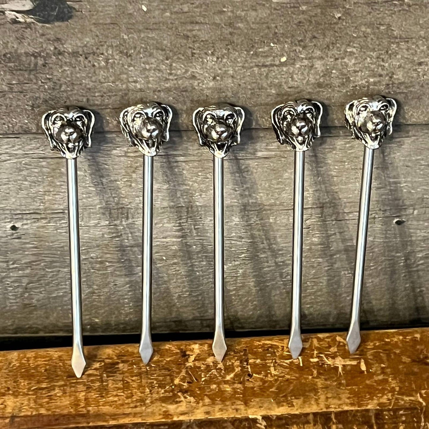 Vintage silver plated dog head skewers - 5