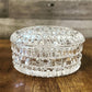 Round crystal lidded trinket dish