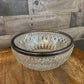 Vintage silver plated rim clear crystal glass bowl