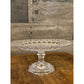 Clear glass thumbprint diamond point pattern round pedestal cake stand - fruit stand - dessert stand