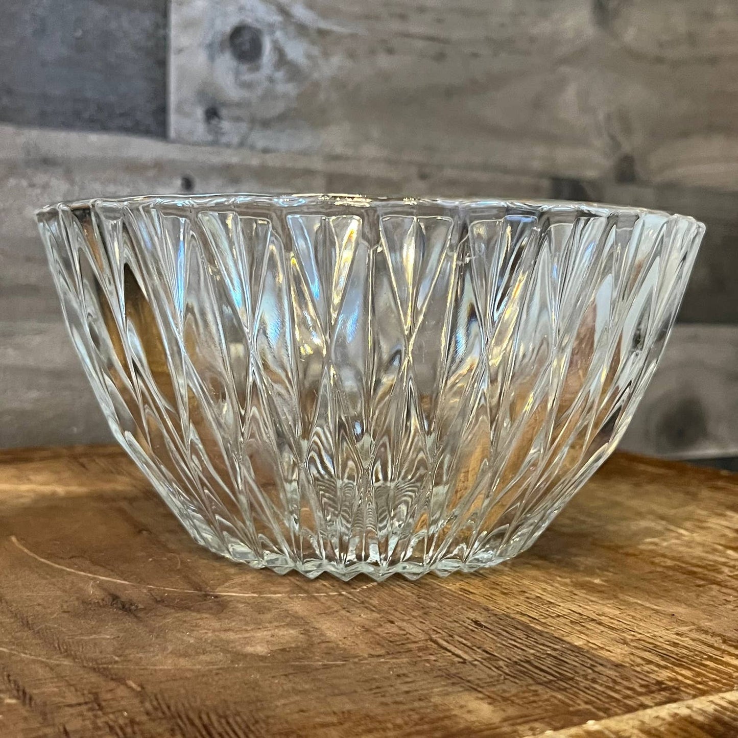 Vintage large diamond point glass bowl