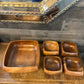 Vintage genuine monkey pod square bowl set