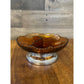 Krome Kraft Farber Brothers amber glass silverplate pedestal divided dish