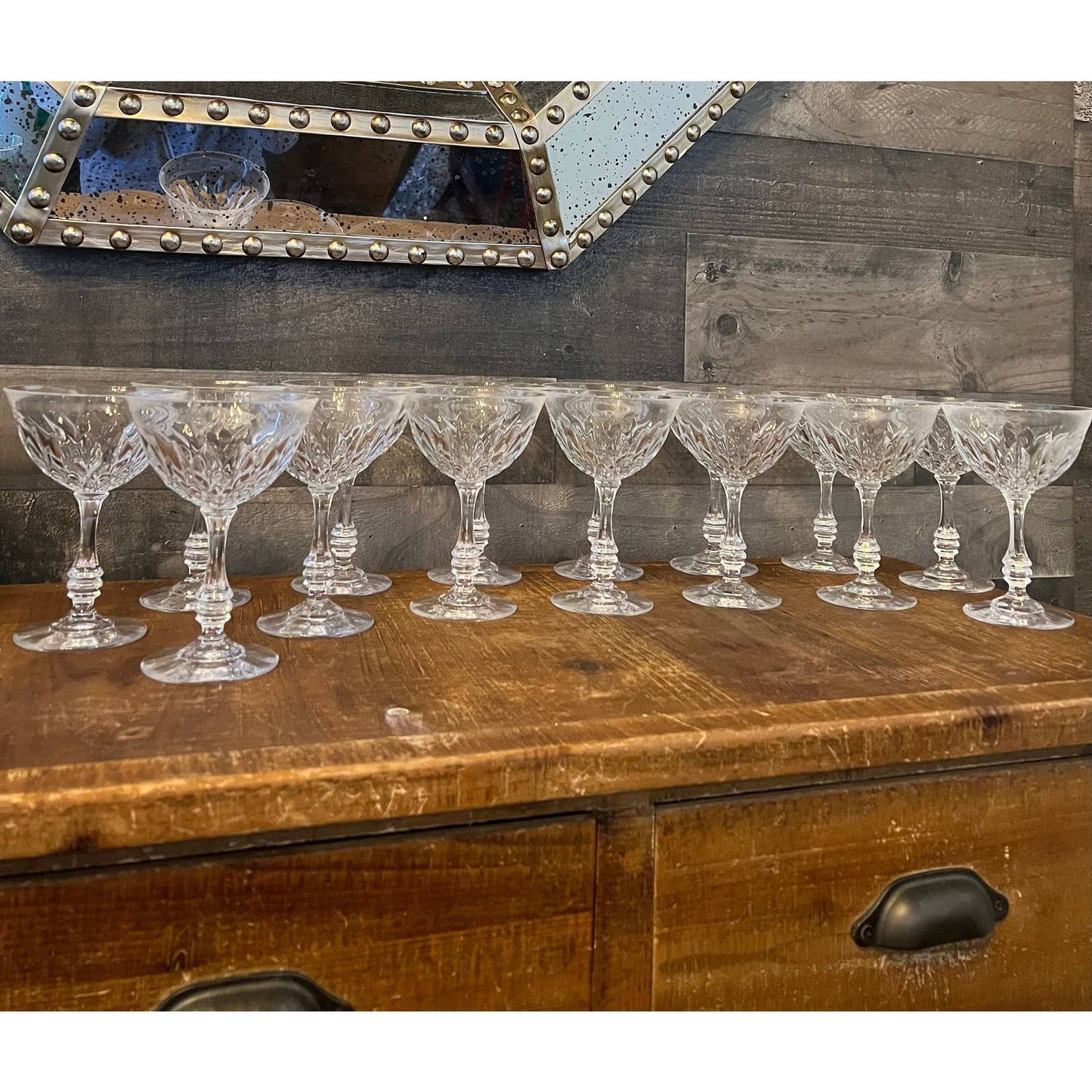 15 Fostoria Kimberly pattern crystal longstem glasses