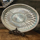 Vintage Godinger Silver Art Co. oval tray with oval crystal divided relish dish - trinket tray - nut tray - charcuterie tray