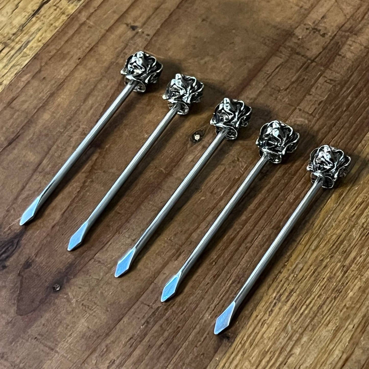 Vintage silver plated dog head skewers - 5