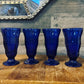 Cobalt blue Anchor Hocking 8-sided tall glass tumblers