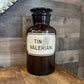 Vintage large brown glass apothecary bottle with stopper - Tincture of Valerian pharmacy bottle