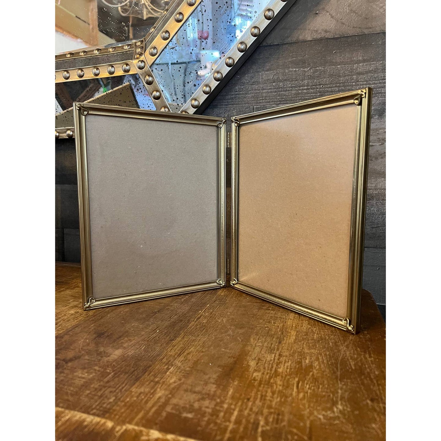 Large brass rectangle double frame picture frame