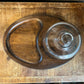 Vintage oval wooden charcuterie board with clear glass dome