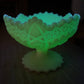 Vintage Fenton satin yellow custard uranium glass pedestal compote bowl