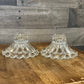 Anchor Hocking clear glass bubble rim candlestick holder pair