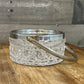 Vintage pressed glass crystal basket with silverplated rim and handle
