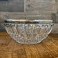 Vintage round crystal bowl with silver plated rim