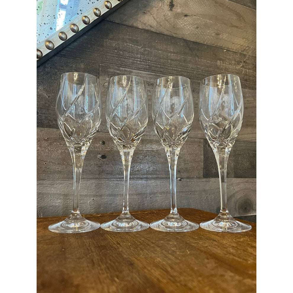 Mikasa Olympus crystal set of 4 wine glasses long stem glassware