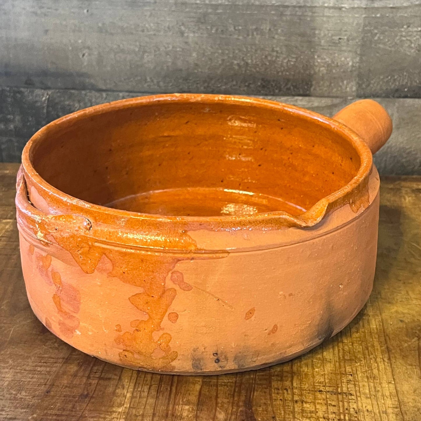 Vintage rustic style terracotta handled pan - dish