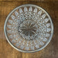 Vintage round crystal bowl with silver plated rim