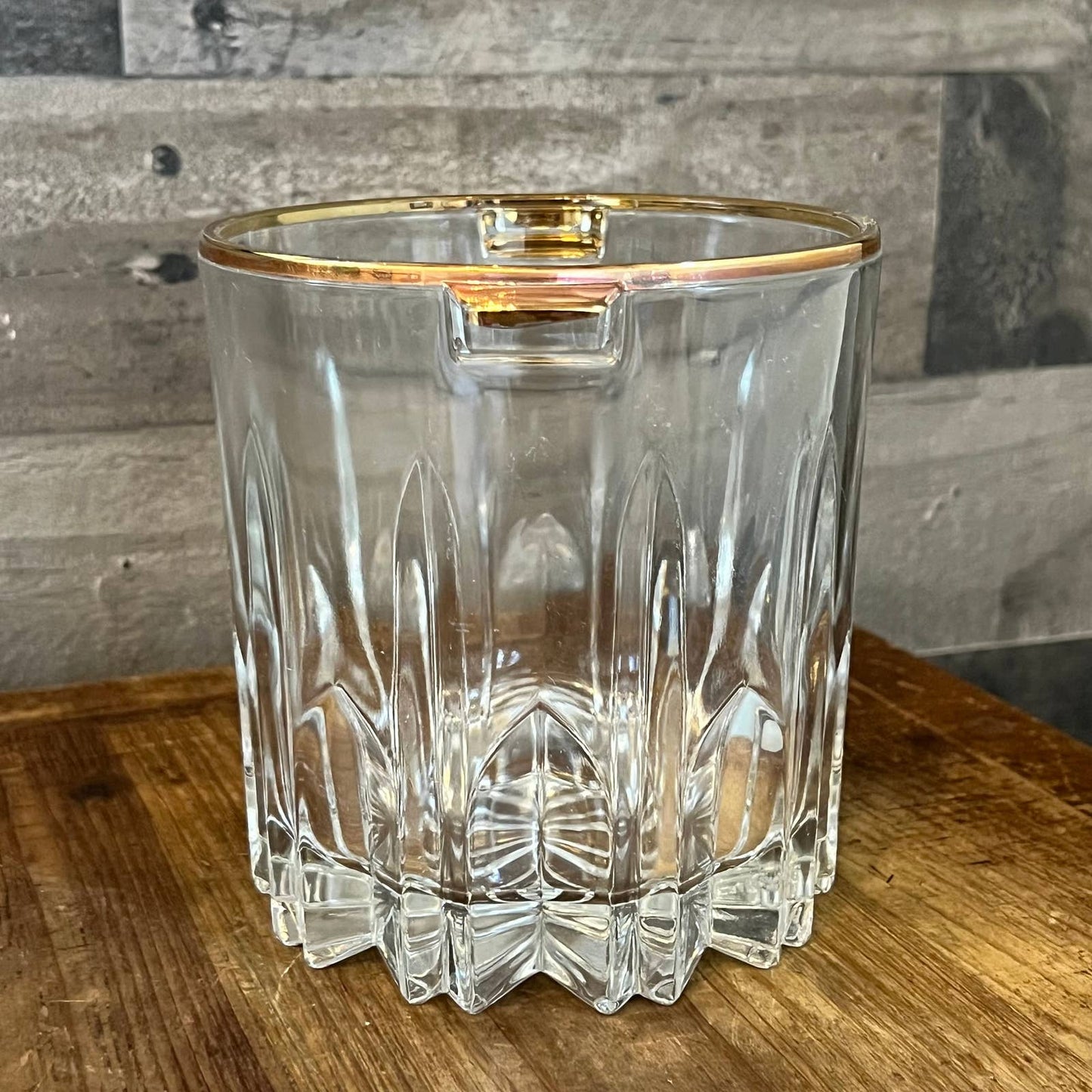 Crystal gold handled rim ice bucket - bottle holder