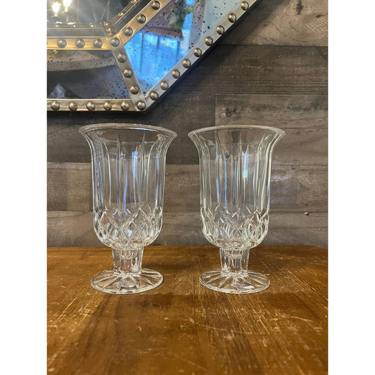 Vintage pair of crystal deplomb candle holders