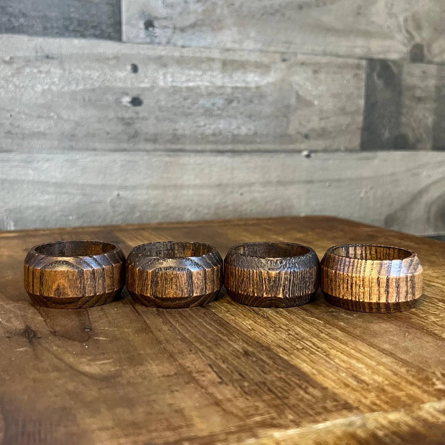 Vintage set of 4 wooden napkin rings