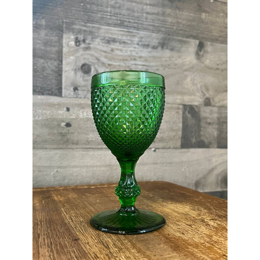 Westmoreland glass English hobnail emerald green wine glass