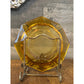 Vintage hexagon chunky 4 slot amber glass ashtray