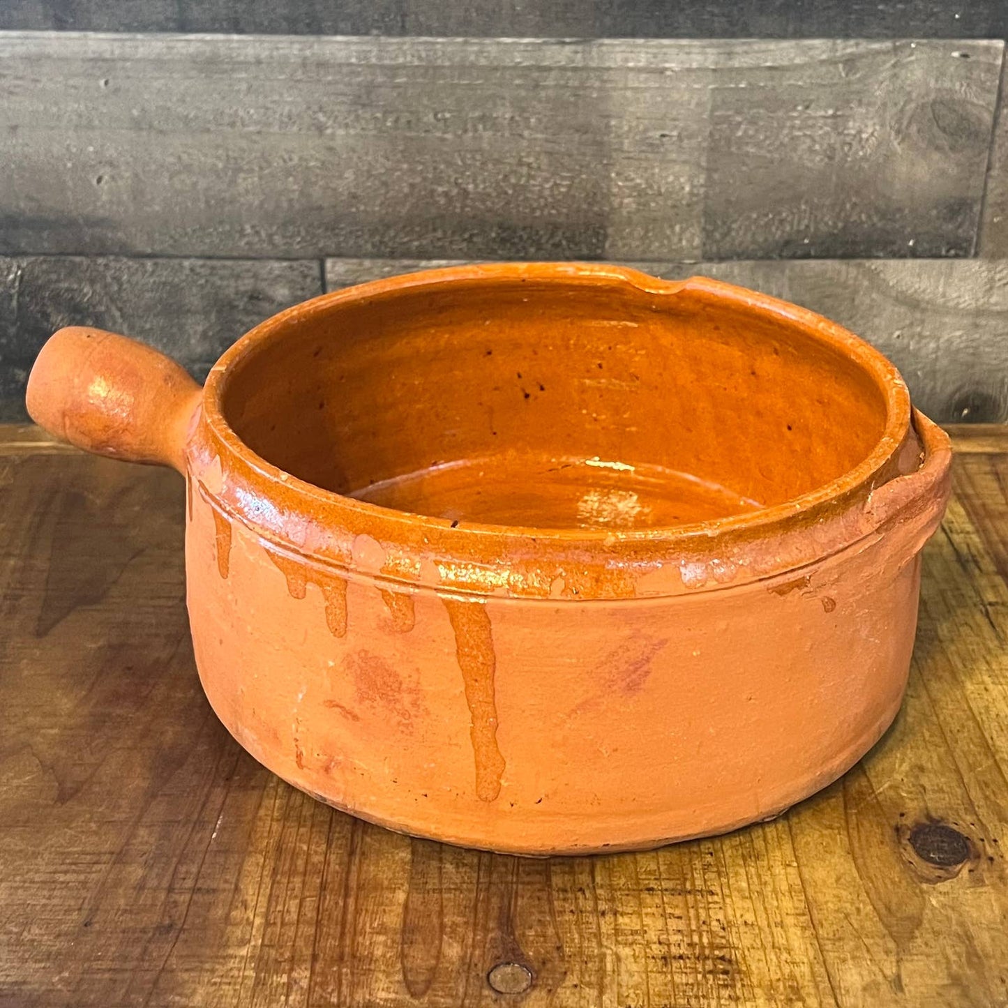 Vintage rustic style terracotta handled pan - dish