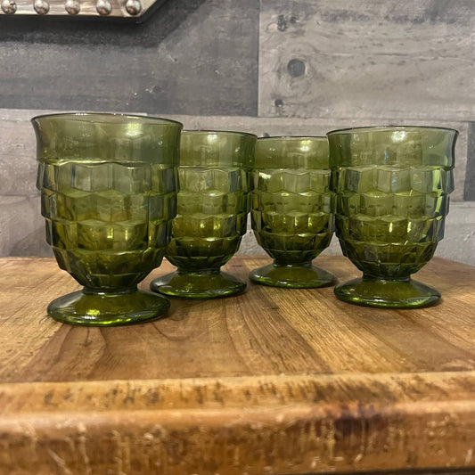 Colony Whitehall Green Avocado Footed Tumblers - Set of 4