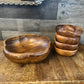 Vintage genuine monkey pod Dolphin scalloped bowl set