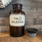 Vintage large brown glass apothecary bottle with stopper - Tincture of Valerian pharmacy bottle