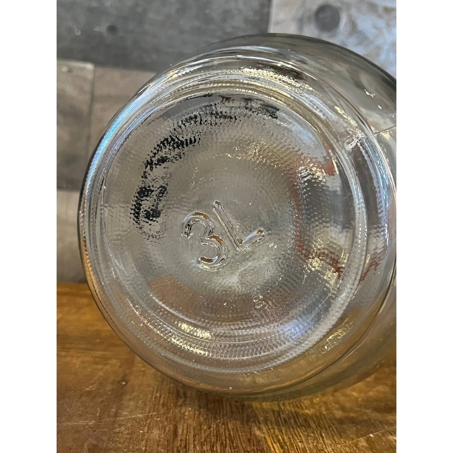 Large Vintage Clear Glass Typography Cereal Jar - Triomphe 3L Cereal Jar