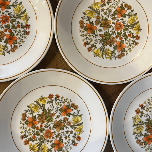 4 vintage Corelle Corning Indian Summer salad plates