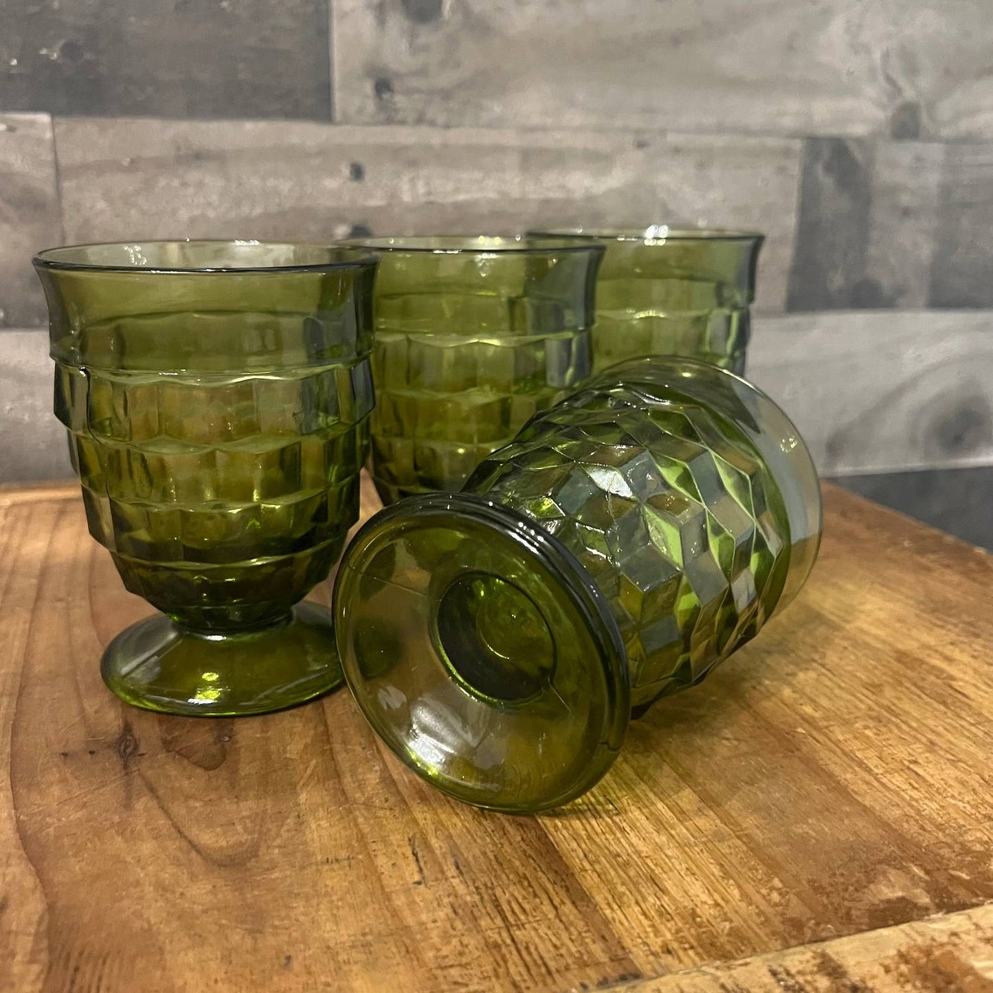 Colony Whitehall Green Avocado Footed Tumblers - Set of 4