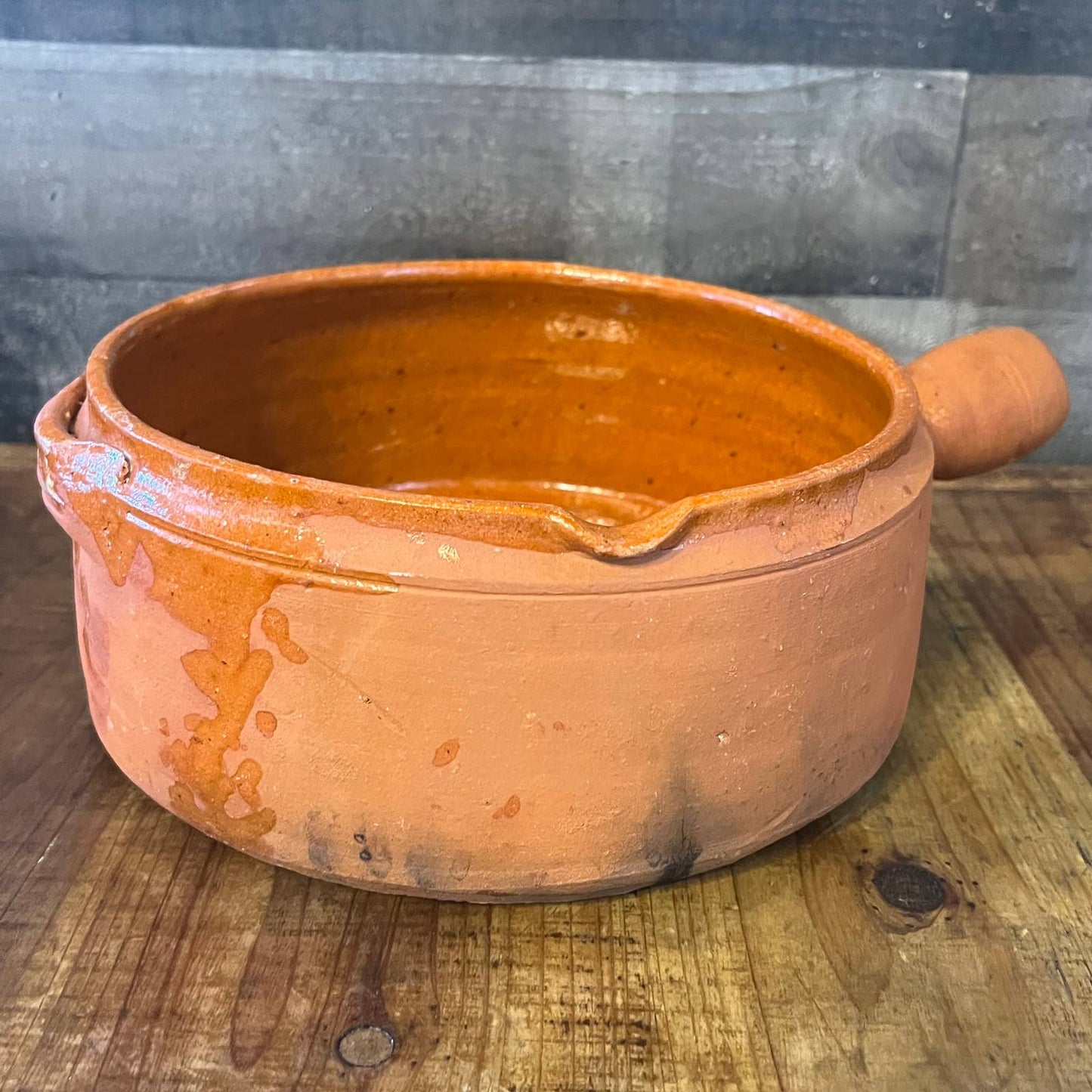 Vintage rustic style terracotta handled pan - dish