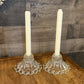 Anchor Hocking clear glass bubble rim candlestick holder pair