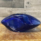 Cobalt blue glass blown donut hole oval vase