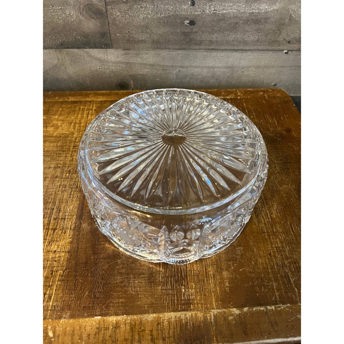 Vintage heavy clear crystal cut to clear scallop rim bowl