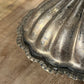 Vintage silverplated hinged clam shell butter dish with spoon and glass insert - caviar dish - condiment server
