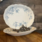 Christina Porcelain Bavarian Blue Seltmann Welden white and blue floral oval serving platters - pair