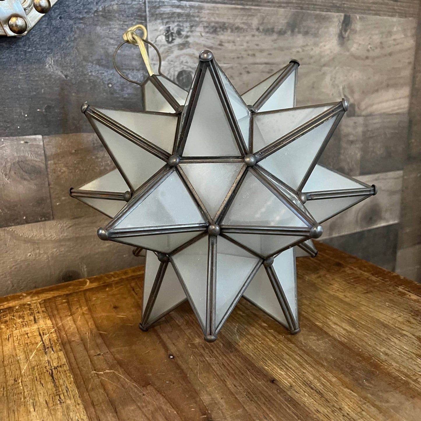 Vintage frosted glass metal frame pendant star lamp